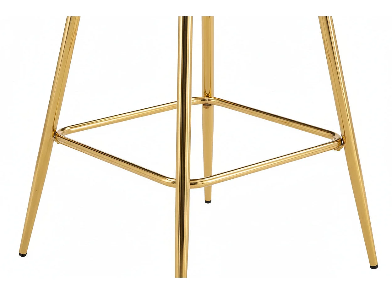 Lot 2 Tabourets de Bar Athena Velours Taupe Pieds Gold 47x41x104cm