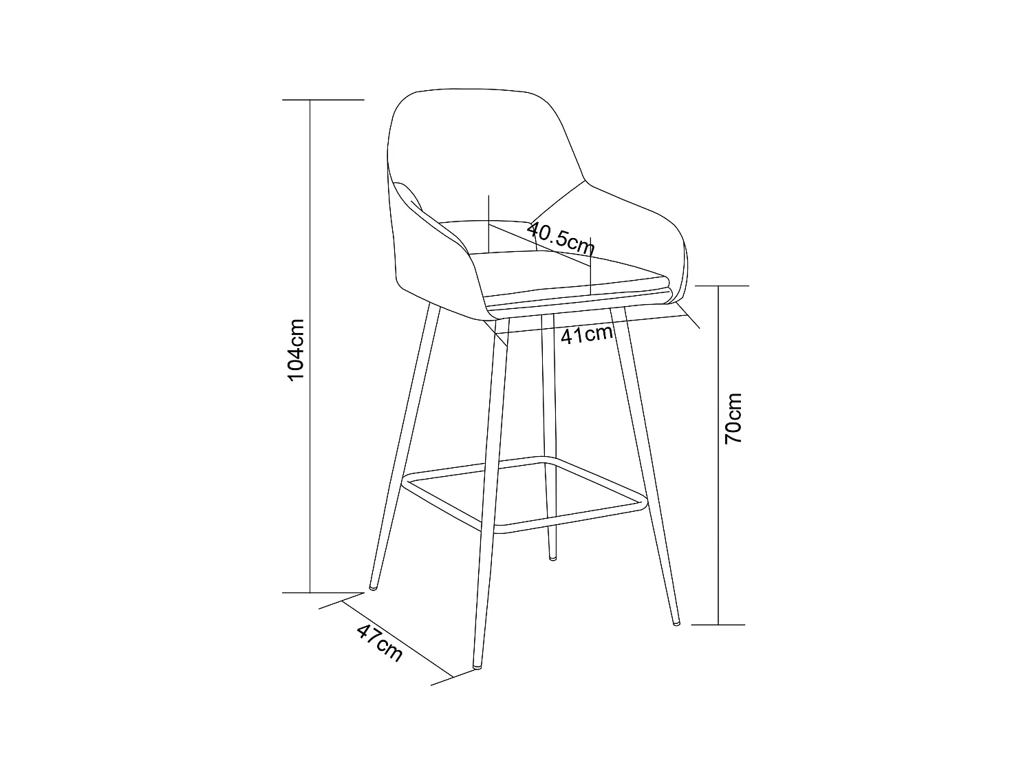Lot de 2 tabourets de bar ATHENA pied chrome velours
