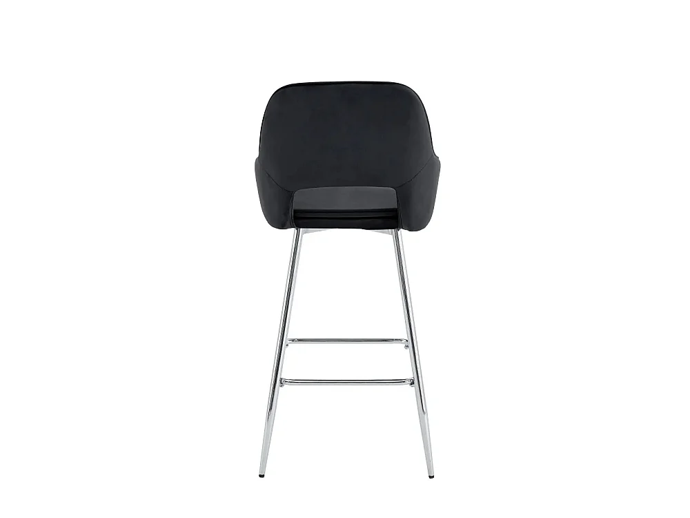 Lot 2 Tabourets de Bar Athena Velours Noir Pieds Chrome 47x41x104cm
