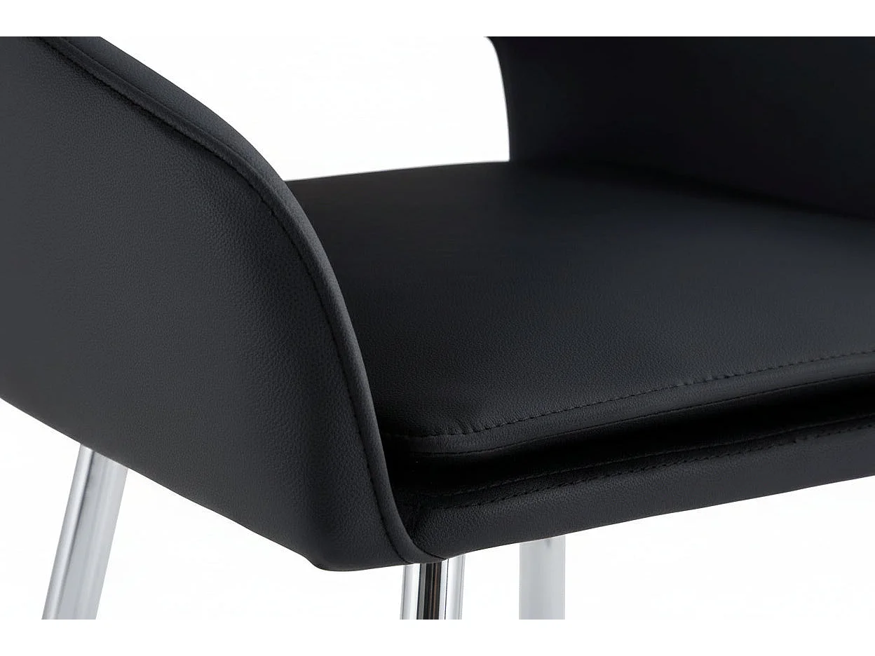 Lot 2 Tabourets de Bar Athena Velours Noir Pieds Chrome 47x41x104cm