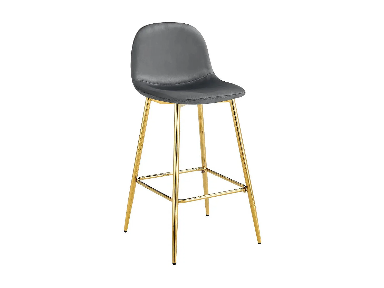 Lot 2 Tabourets de Bar Scandinave Velours Anthracite Pieds Gold 47,5x43x100cm