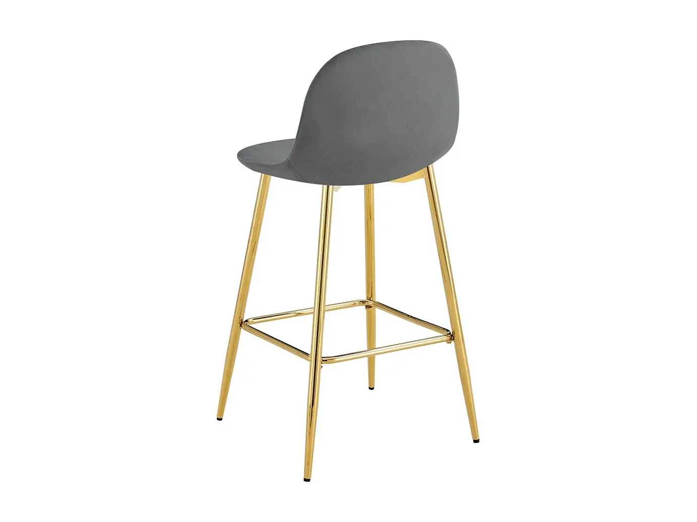 Lot 2 Tabourets de Bar Scandinave Velours Anthracite Pieds Gold 47,5x43x100cm