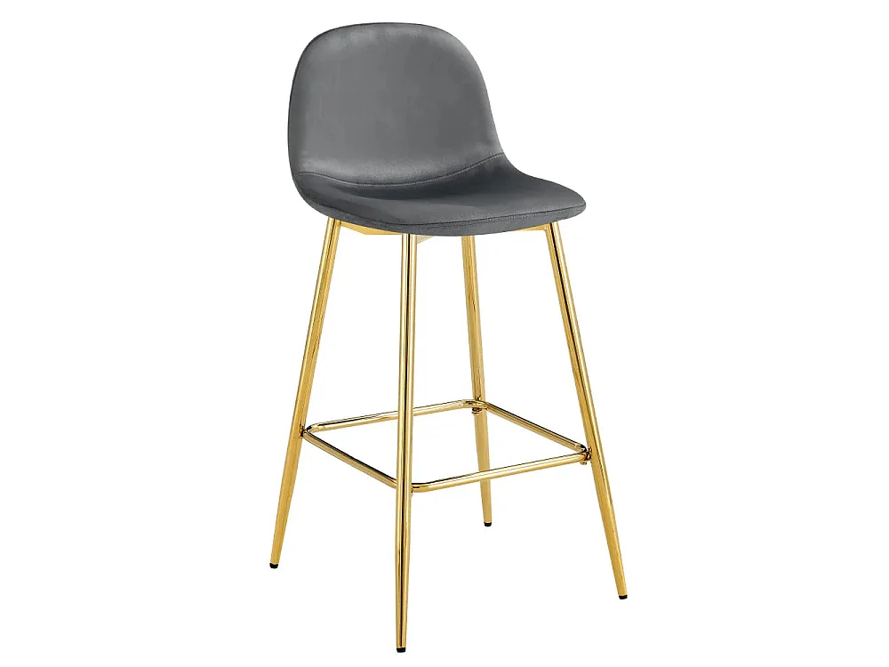 Lot 2 Tabourets de Bar Scandinave Velours Anthracite Pieds Gold 47,5x43x100cm
