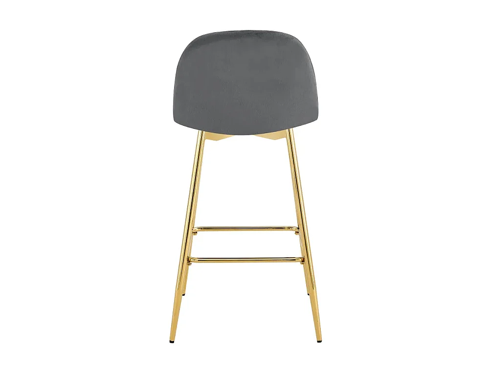 Lot 2 Tabourets de Bar Scandinave Velours Anthracite Pieds Gold 47,5x43x100cm
