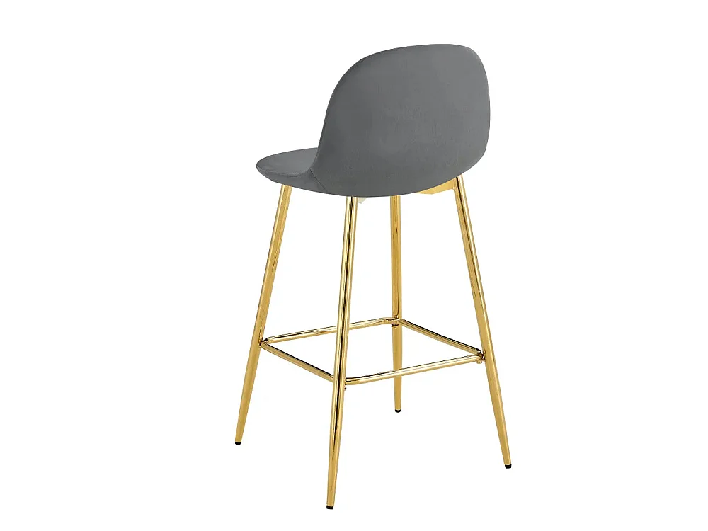 Lot 2 Tabourets de Bar Scandinave Velours Anthracite Pieds Gold 47,5x43x100cm
