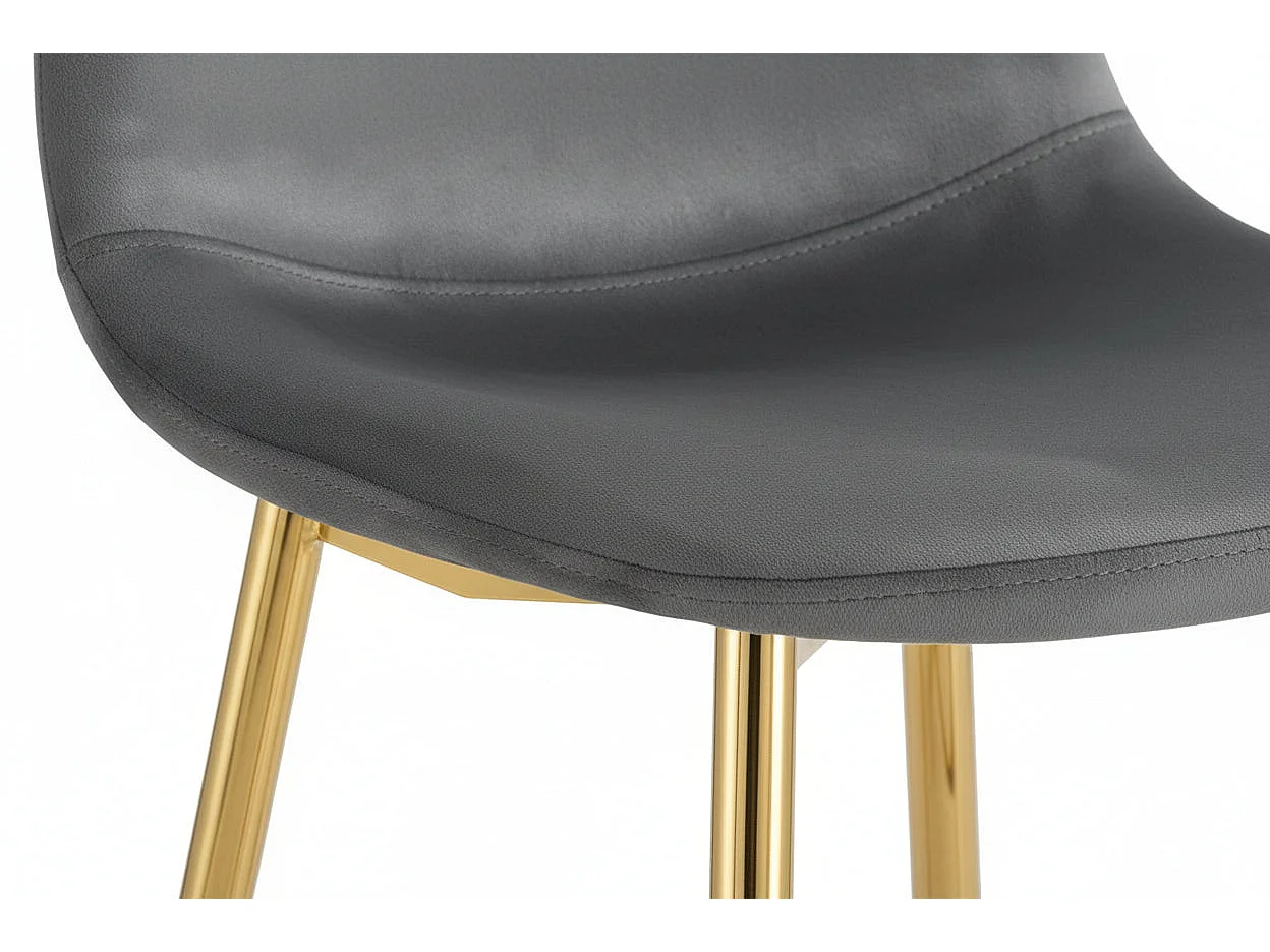 Lot 2 Tabourets de Bar Scandinave Velours Anthracite Pieds Gold 47,5x43x100cm