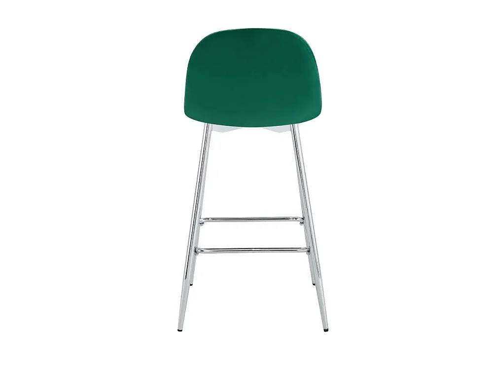 Lot 2 Tabourets de Bar Scandinave Velours Vert Pieds Chrome