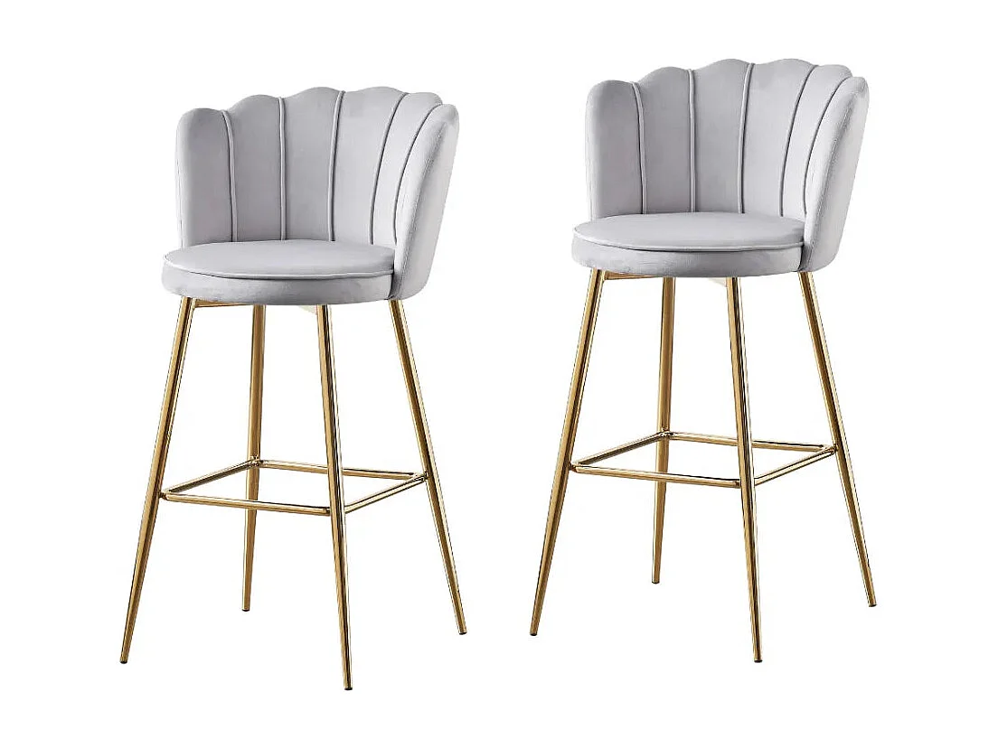 Lot de 2 tabourets de bar NYMPHEA Gold en velours Gris