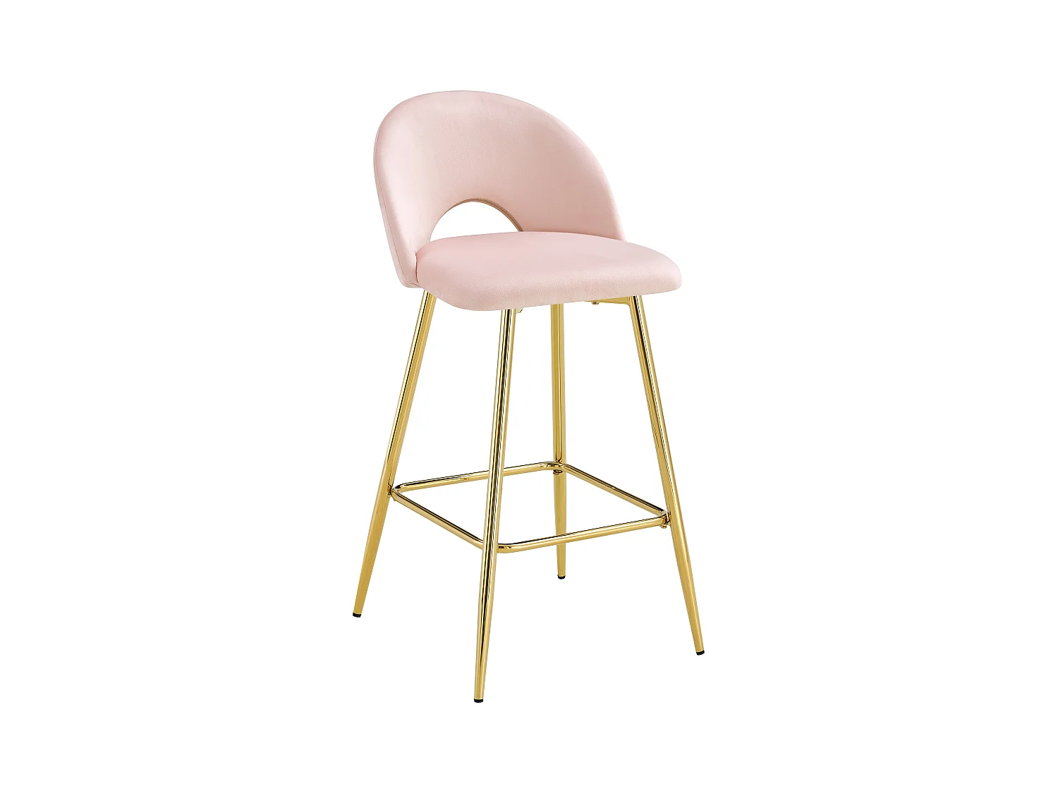 Lot de 2 tabourets de bar TEDDY pied gold velours