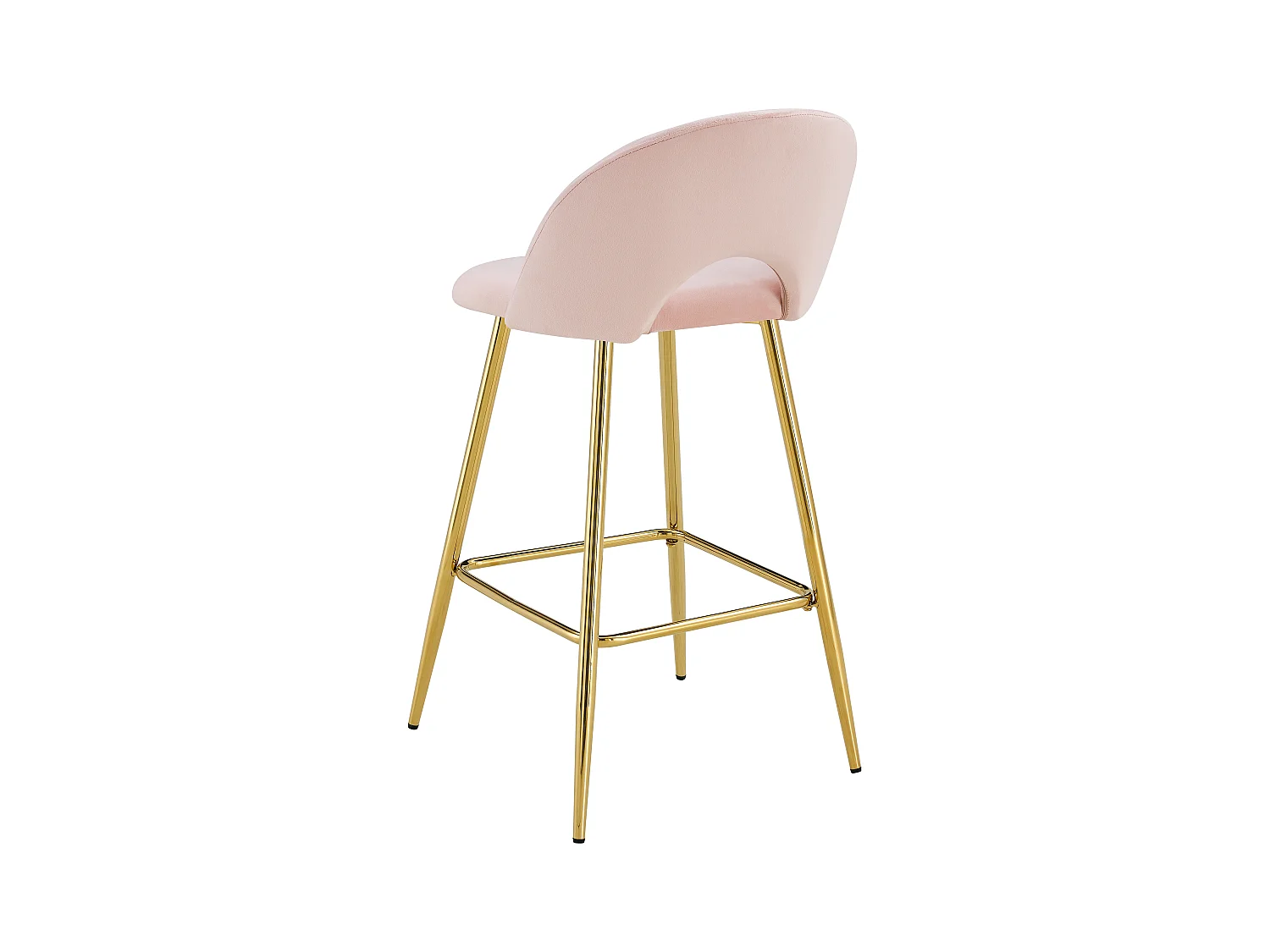Lot de 2 tabourets de bar TEDDY pied gold velours