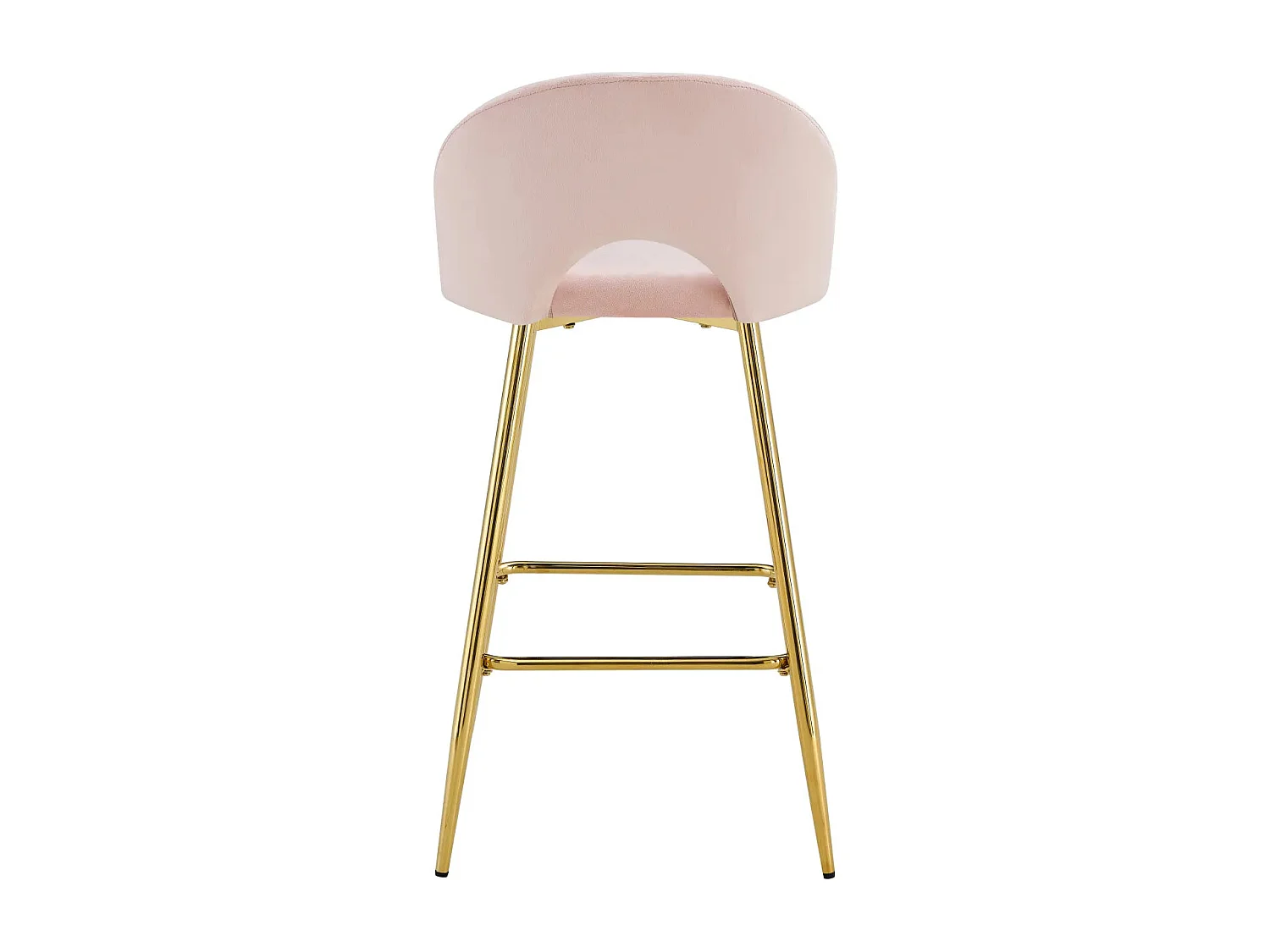 Lot 2 Tabourets de Bar Teddy Velours Rose Pieds Gold 47x36x98cm