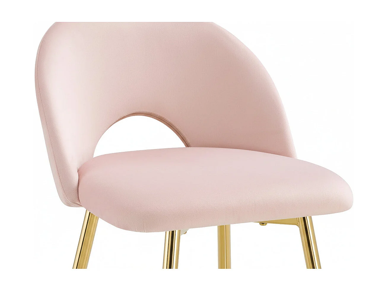 Lot 2 Tabourets de Bar Teddy Velours Rose Pieds Gold 47x36x98cm