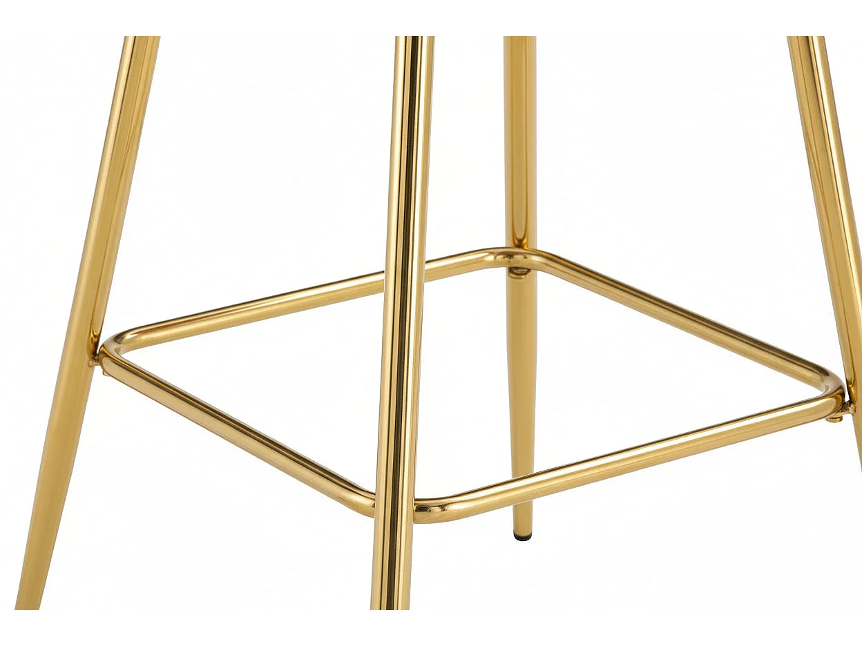 Lot 2 Tabourets de Bar Teddy Velours Rose Pieds Gold 47x36x98cm