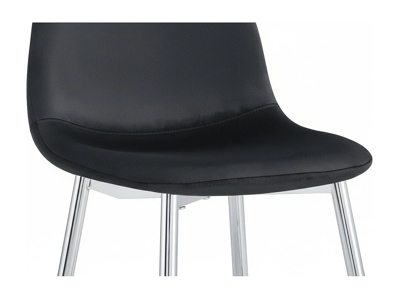 Lot 2 Tabourets de Bar Scandinave Velours Noir Pieds Chrome