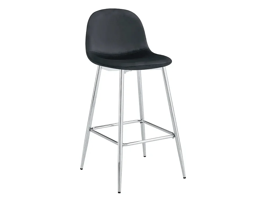 Lot 2 Tabourets de Bar Scandinave Velours Noir Pieds Chrome