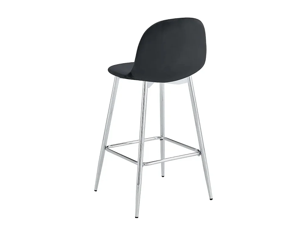 Lot 2 Tabourets de Bar Scandinave Velours Noir Pieds Chrome