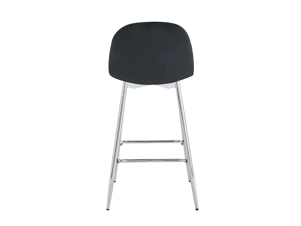 Lot 2 Tabourets de Bar Scandinave Velours Noir Pieds Chrome