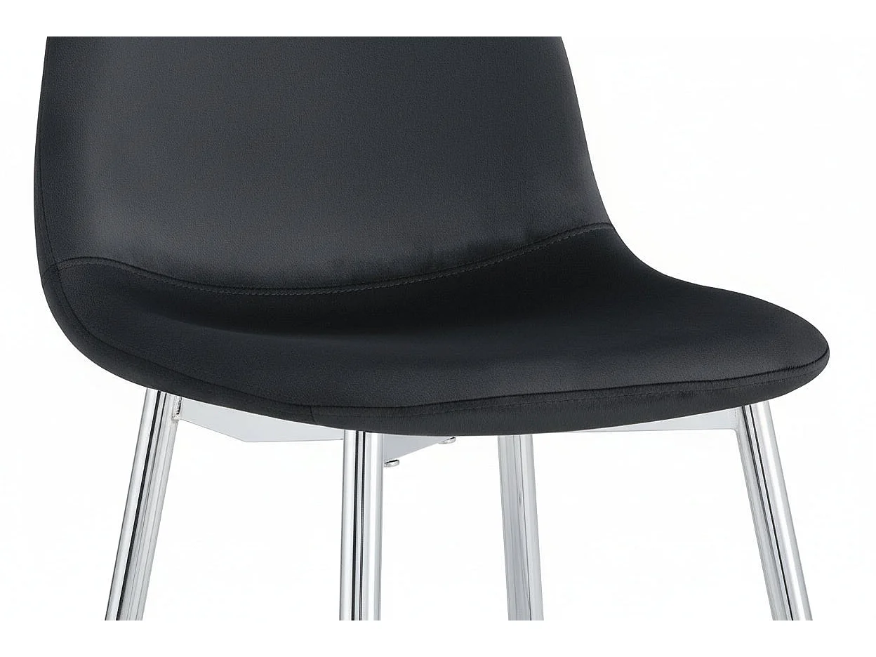 Lot 2 Tabourets de Bar Scandinave Velours Noir Pieds Chrome