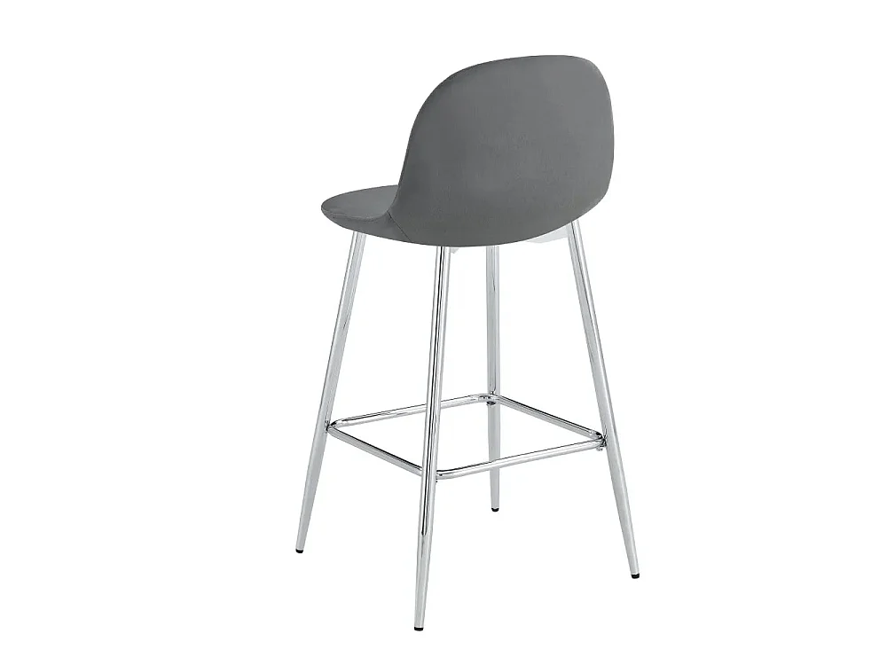 Lot 2 Tabourets de Bar Scandinave Velours Anthracite Pieds Chrome