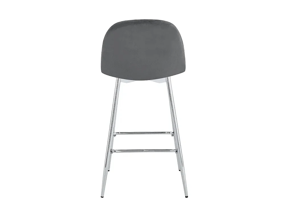 Lot 2 Tabourets de Bar Scandinave Velours Anthracite Pieds Chrome