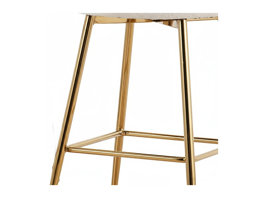 Lot de 2 tabourets de bar NYMPHEA Gold en velours Blanc doudou