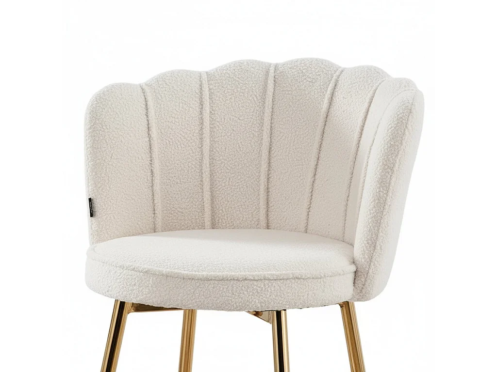 Lot 2 Tabourets de Bar Nymphea Velours Blanc Doudou Pieds Gold