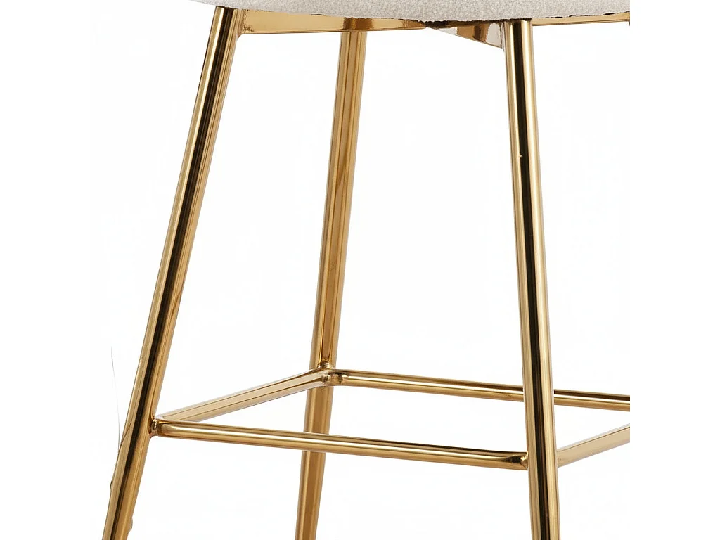 Lot 2 Tabourets de Bar Nymphea Velours Blanc Doudou Pieds Gold
