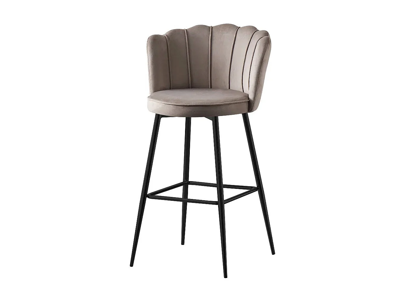 Lot 2 Tabourets de Bar Nymphea Velours Moka Réglables Pieds Métal Noir Hauteur Assise 69cm