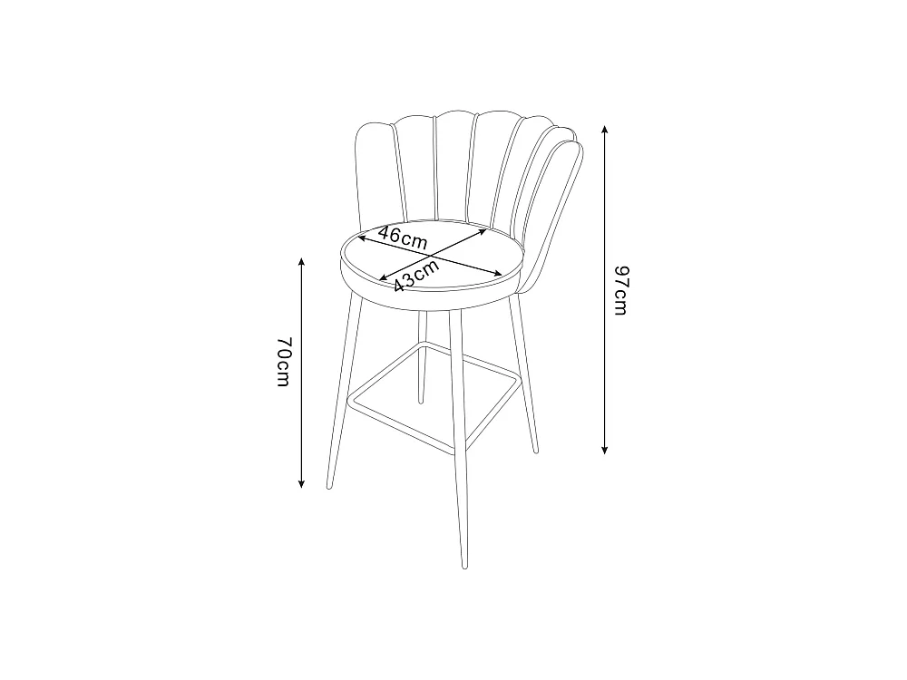 Lot 2 Tabourets de Bar Nymphea Velours Moka Réglables Pieds Métal Noir Hauteur Assise 69cm