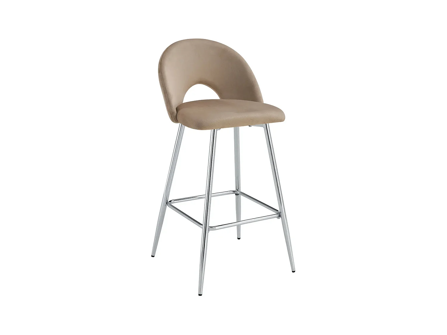 Lot de 2 tabourets de bar TEDDY pied chrome velours