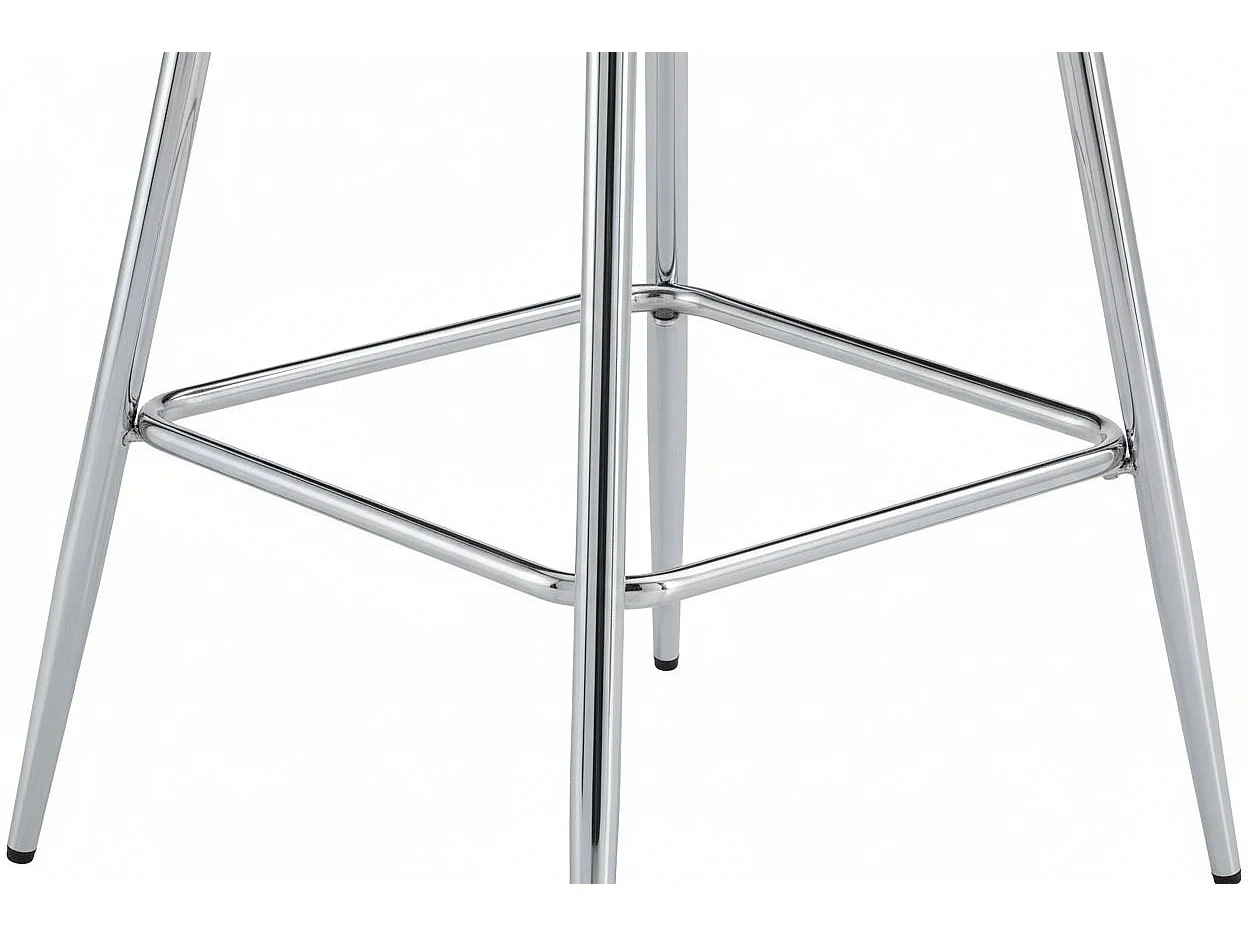 Lot 2 Tabourets de Bar Teddy Velours Taupe Pieds Chrome 47x36x98cm