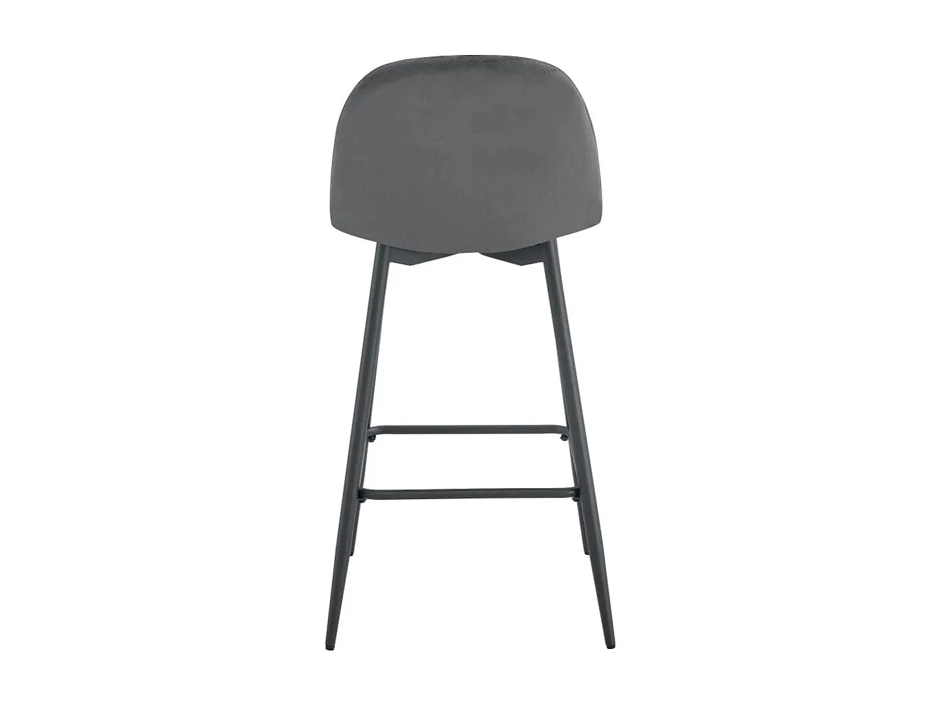 Lot 2 Tabourets de Bar Scandinave Velours Anthracite Pieds Métal Noir