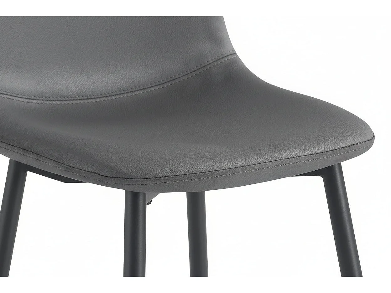 Lot 2 Tabourets de Bar Scandinave Velours Anthracite Pieds Métal Noir