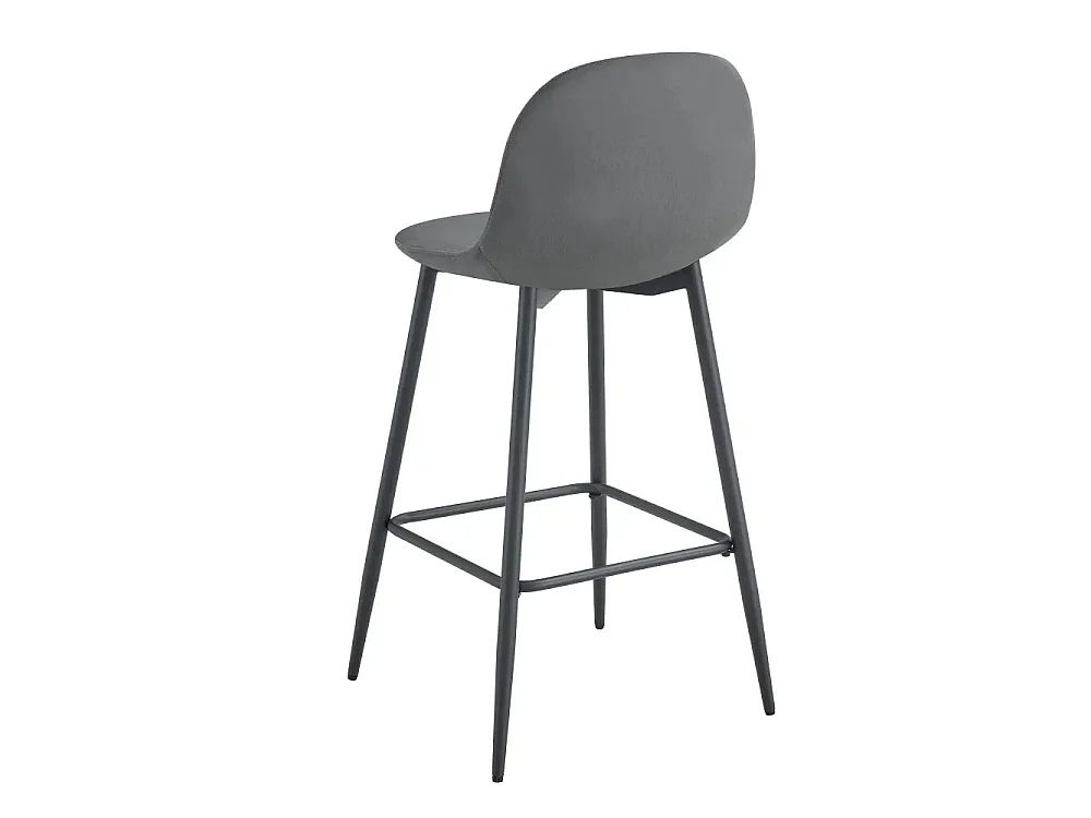 Lot 2 Tabourets de Bar Scandinave Velours Anthracite Pieds Métal Noir