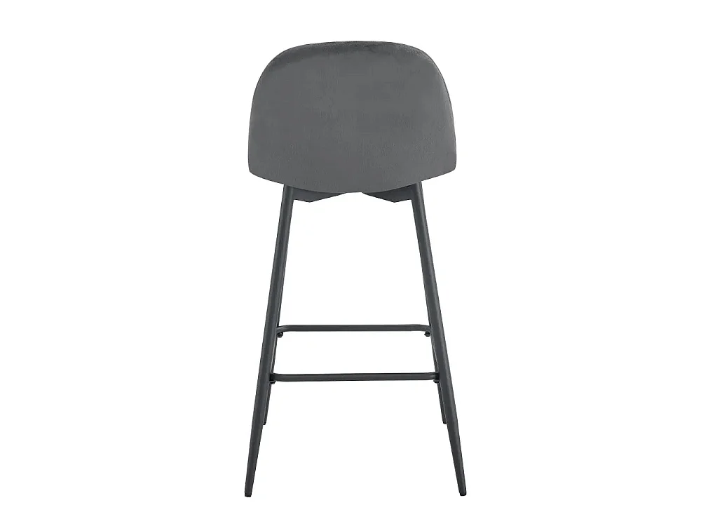 Lot 2 Tabourets de Bar Scandinave Velours Anthracite Pieds Métal Noir