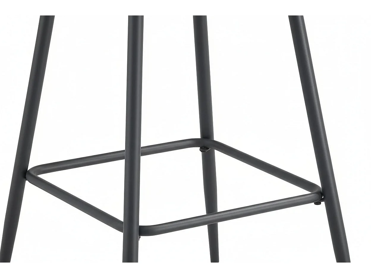 Lot 2 Tabourets de Bar Scandinave Velours Anthracite Pieds Métal Noir