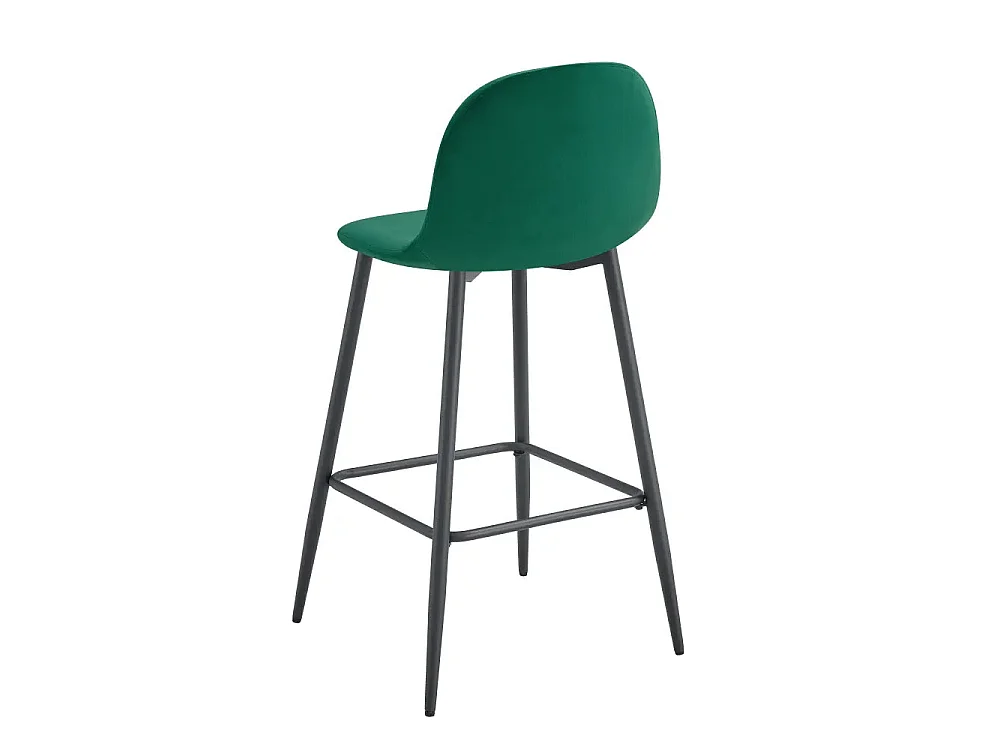 Lot 2 Tabourets de Bar Scandinave Velours Vert Pieds Métal Noir