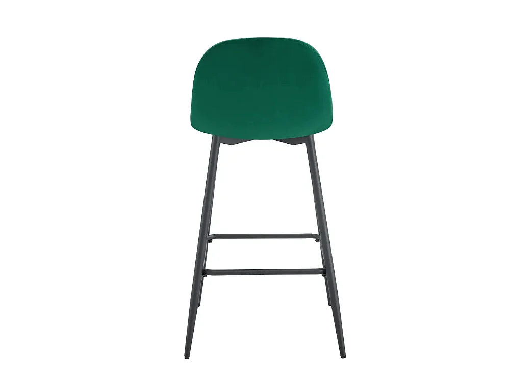 Lot 2 Tabourets de Bar Scandinave Velours Vert Pieds Métal Noir