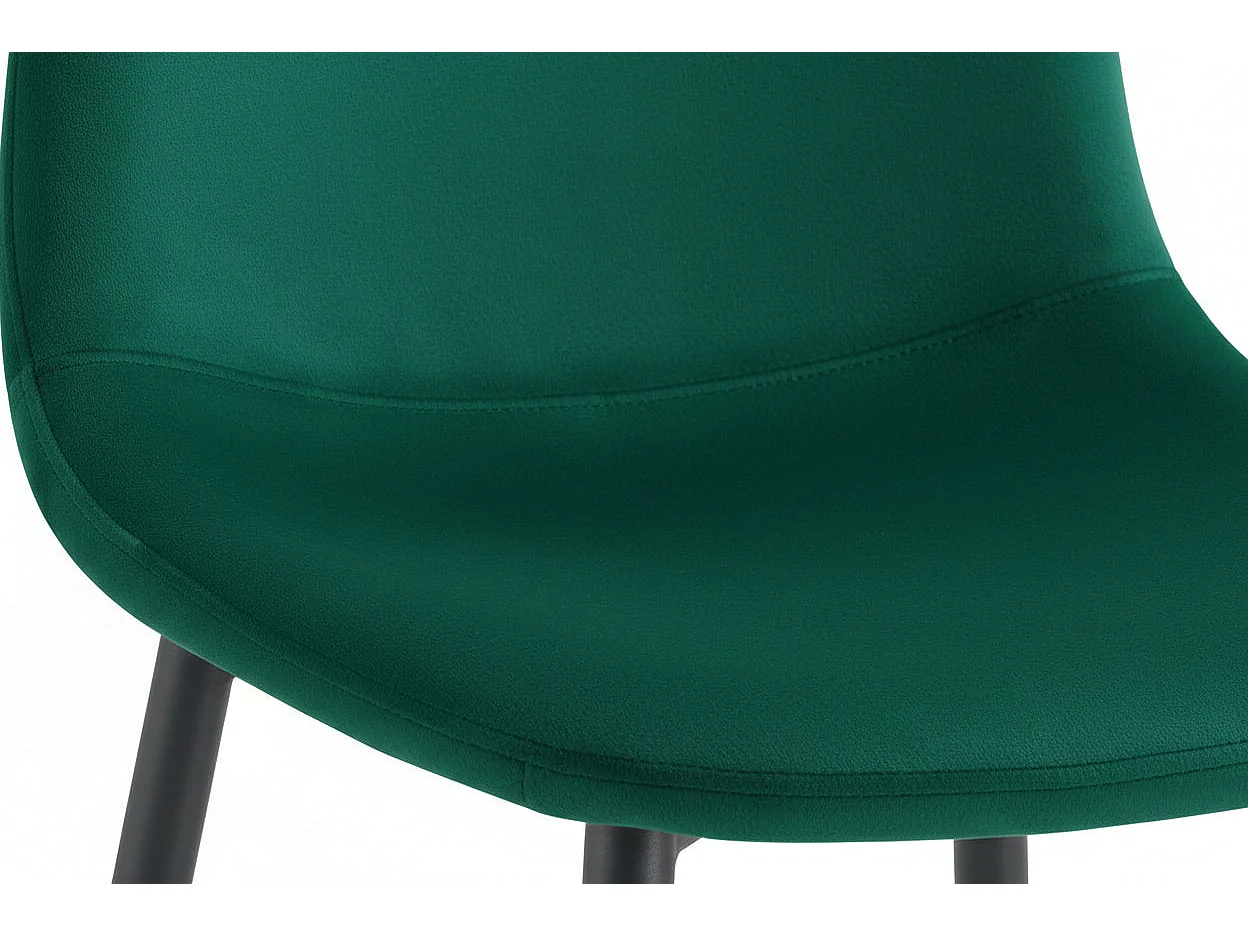 Lot 2 Tabourets de Bar Scandinave Velours Vert Pieds Métal Noir