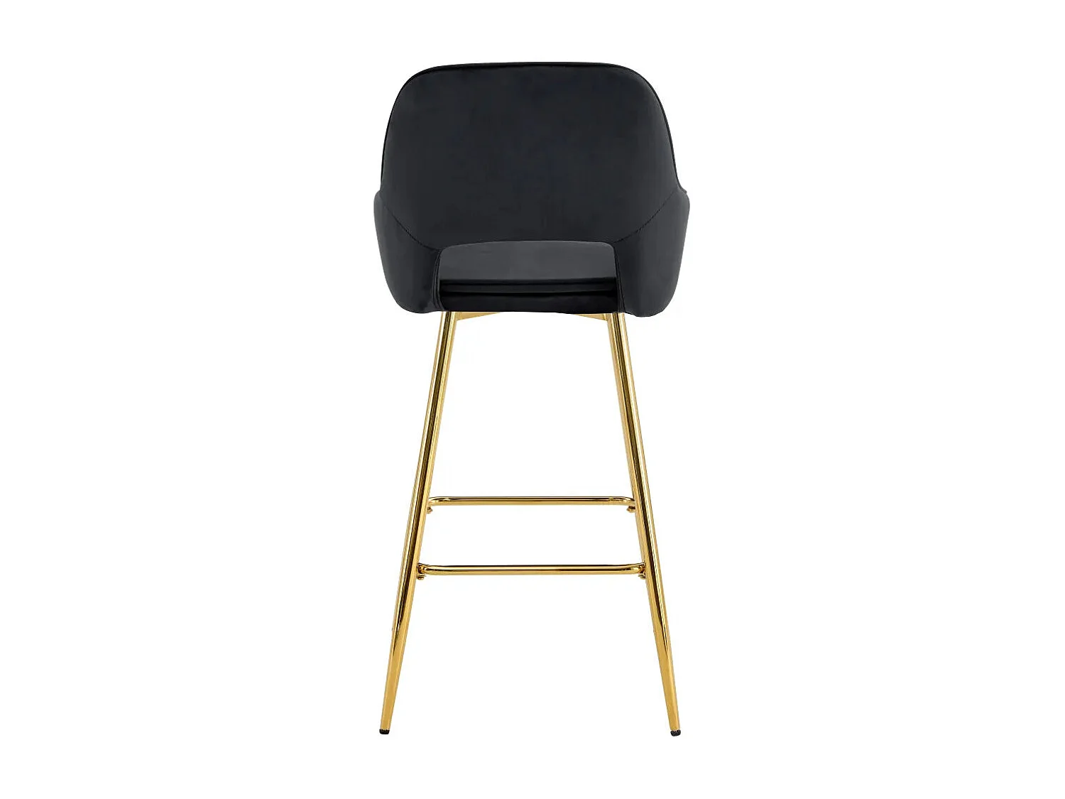 Lot 2 Tabourets de Bar Athena Velours Noir Pieds Gold 47x41x104cm
