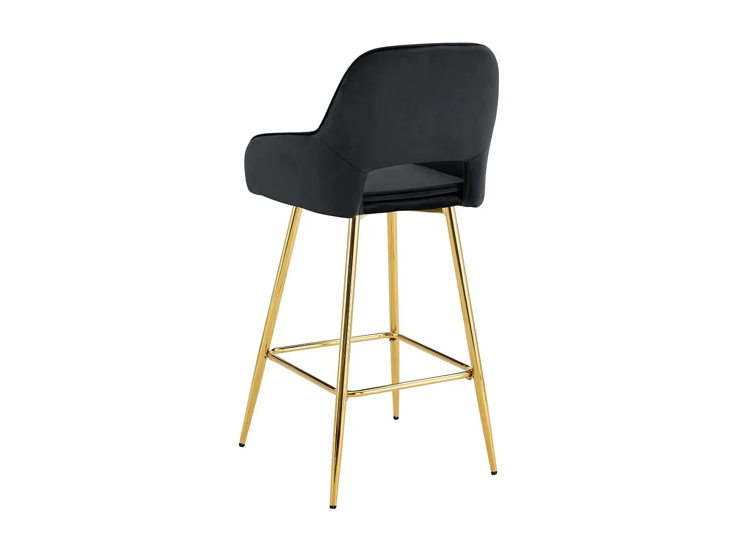 Lot 2 Tabourets de Bar Athena Velours Noir Pieds Gold 47x41x104cm