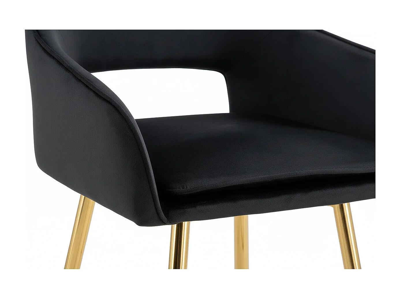 Lot 2 Tabourets de Bar Athena Velours Noir Pieds Gold 47x41x104cm