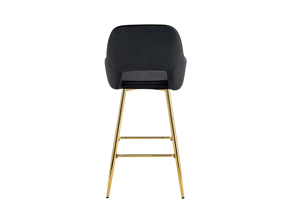 Lot 2 Tabourets de Bar Athena Velours Noir Pieds Gold 47x41x104cm
