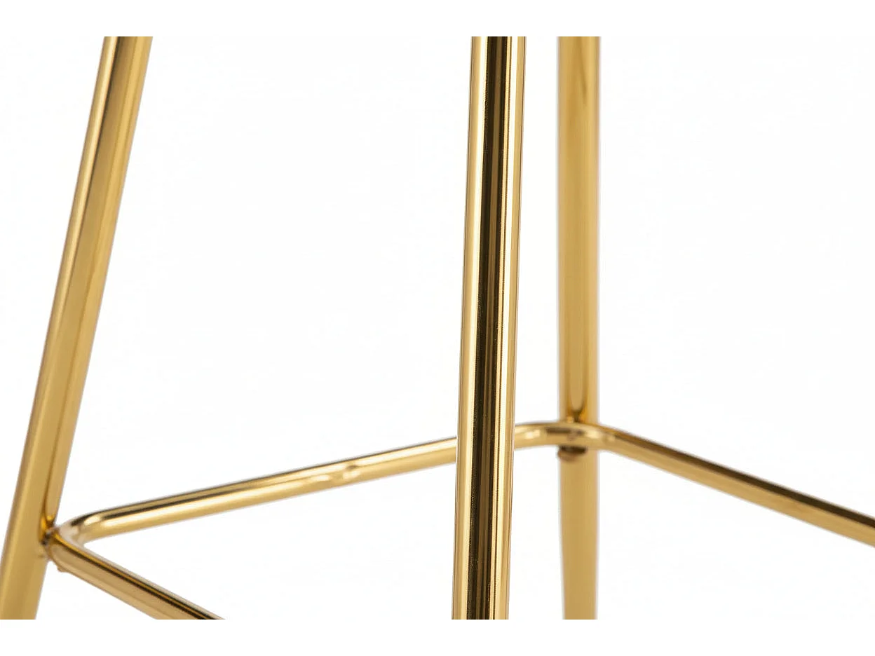 Lot 2 Tabourets de Bar Athena Velours Noir Pieds Gold 47x41x104cm