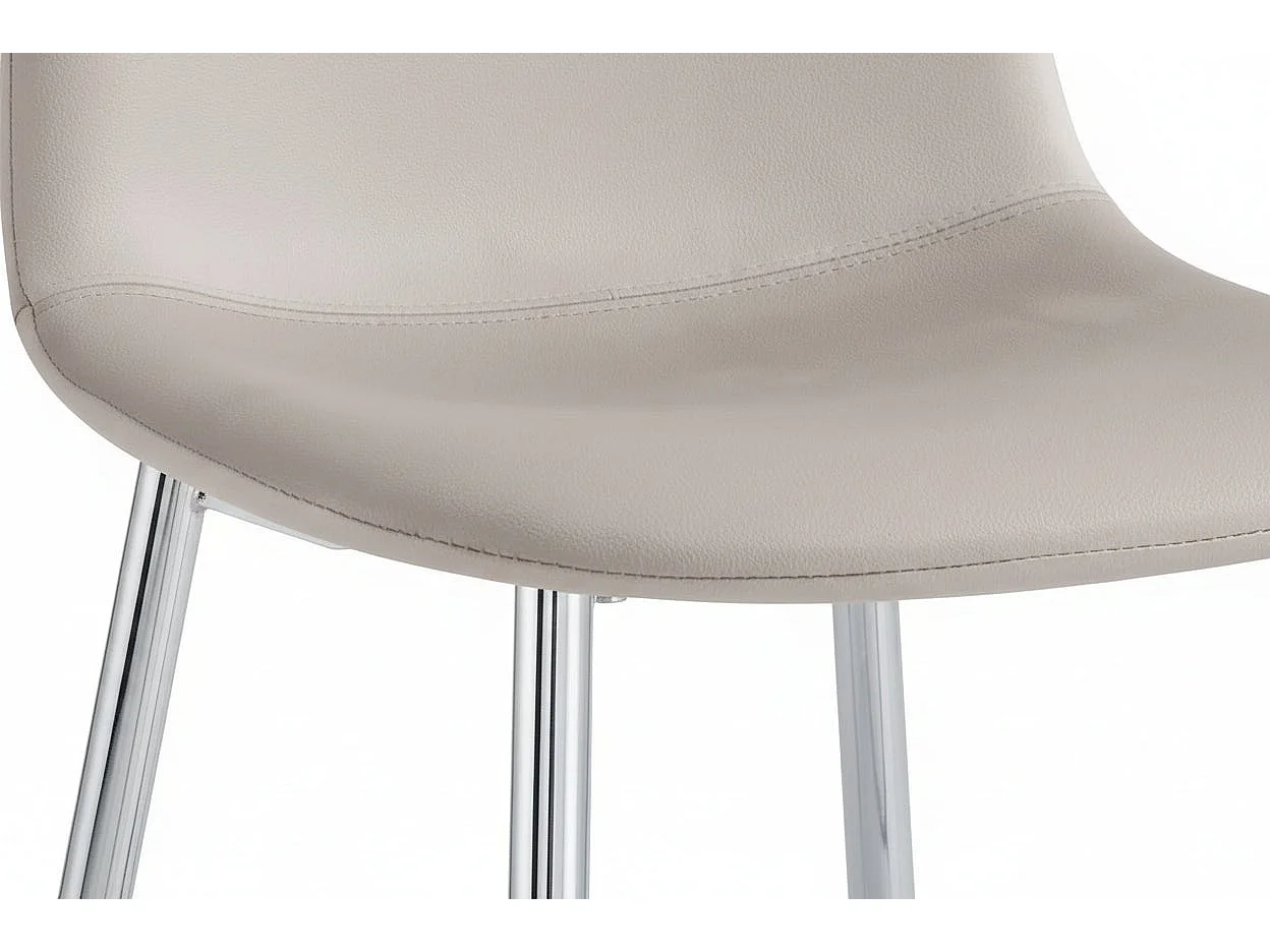 Lot 2 Tabourets de Bar Scandinave Velours Taupe Pieds Chrome