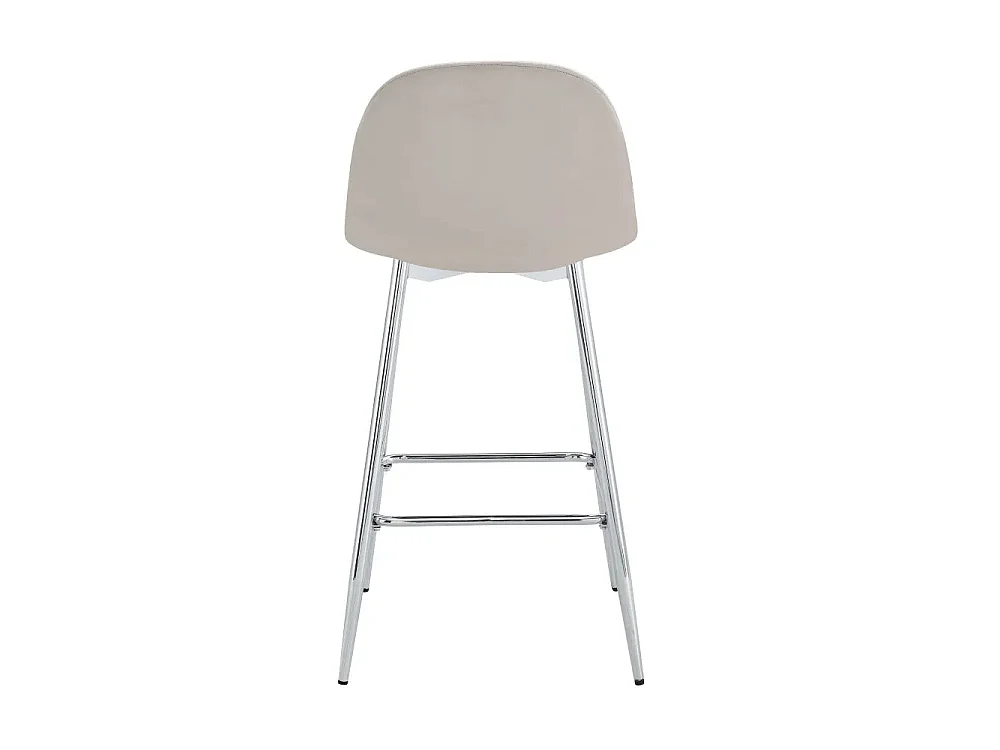 Lot 2 Tabourets de Bar Scandinave Velours Taupe Pieds Chrome