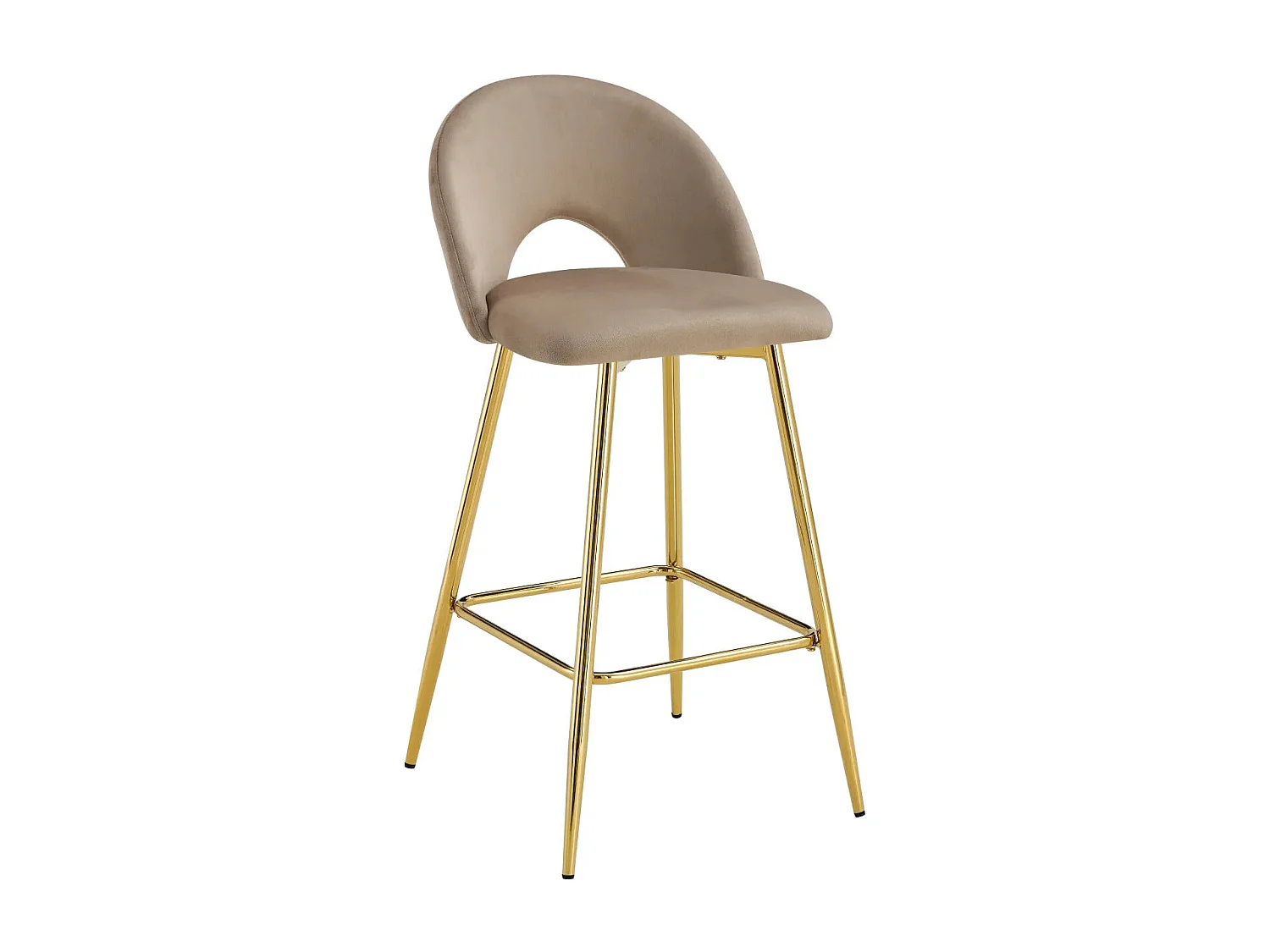 Lot de 2 tabourets de bar TEDDY pied gold velours