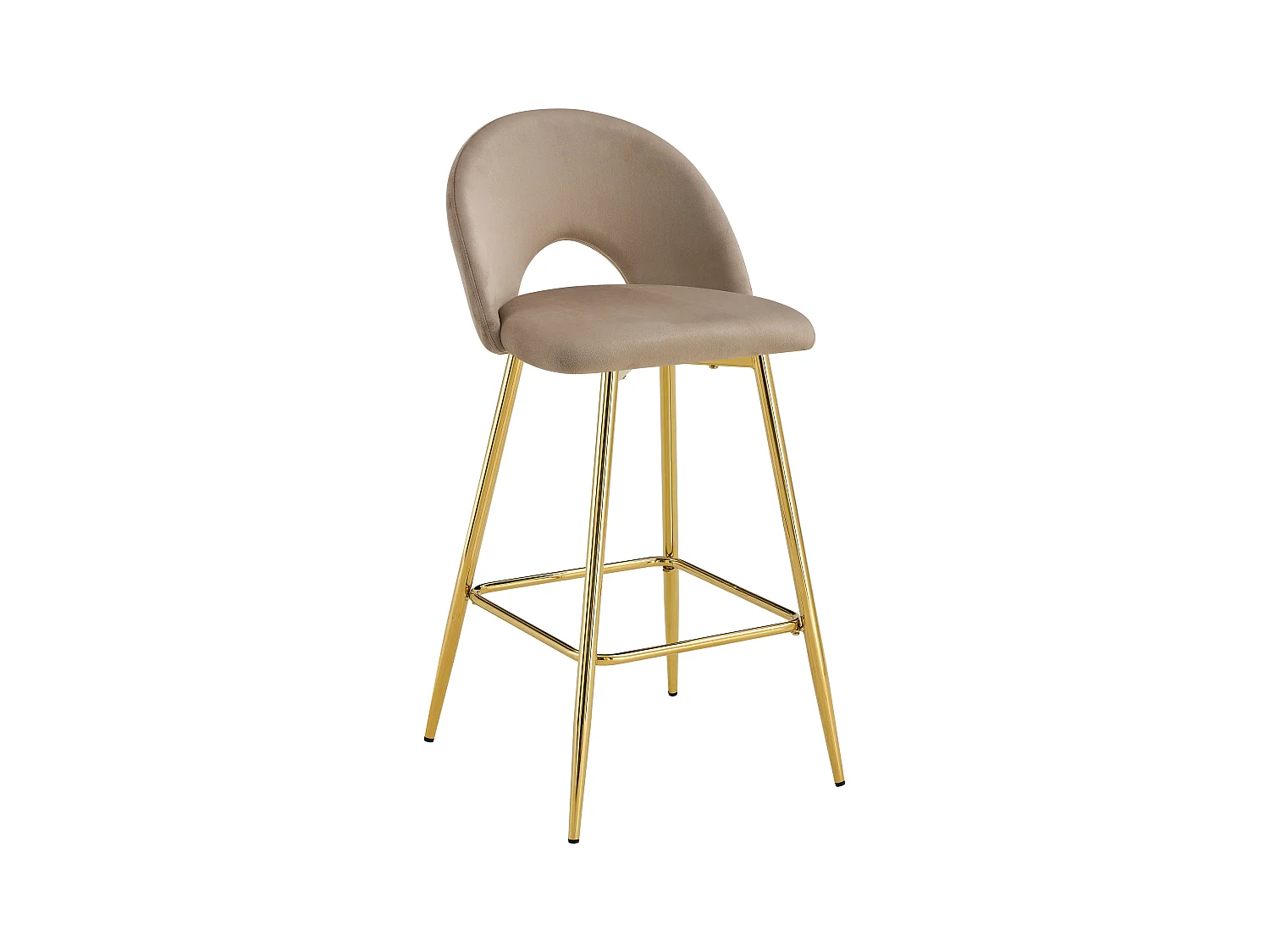 Lot de 2 tabourets de bar TEDDY pied gold velours