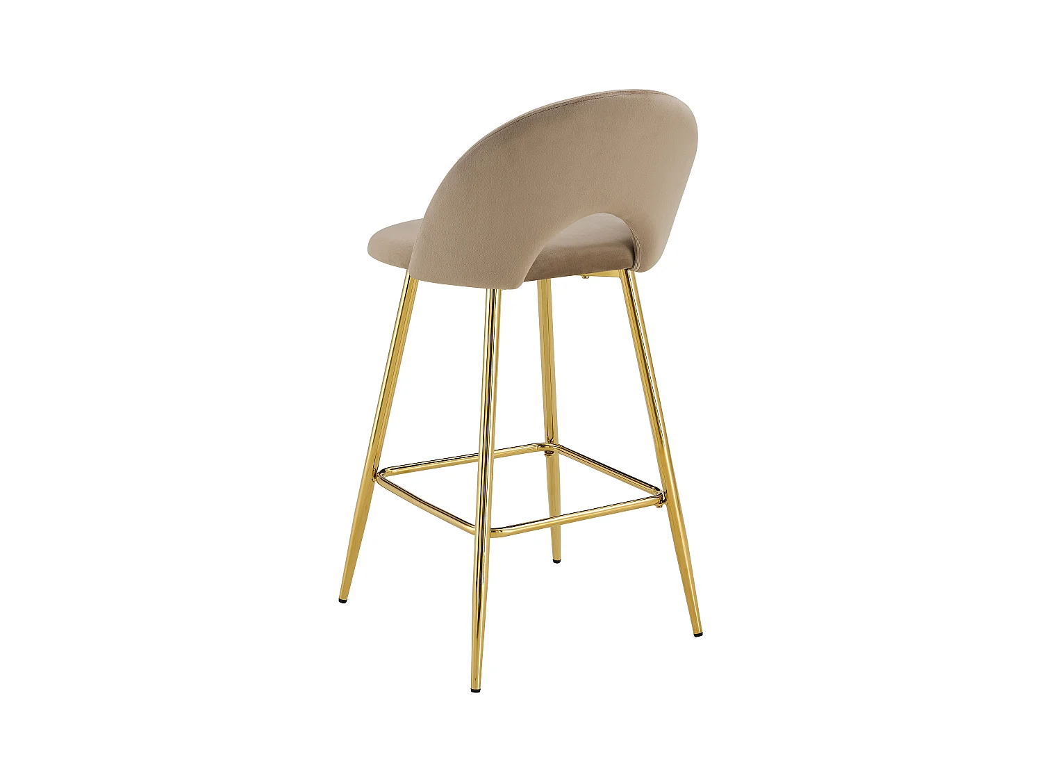 Lot de 2 tabourets de bar TEDDY pied gold velours