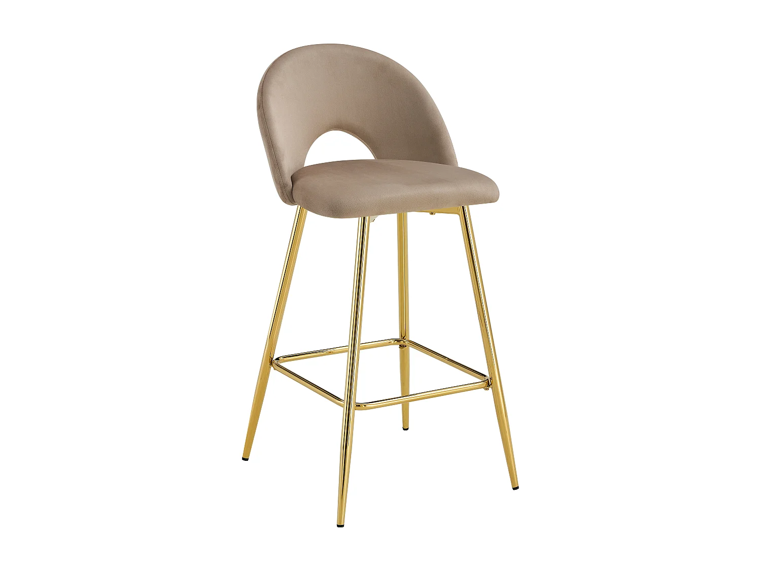 Lot de 2 tabourets de bar TEDDY pied gold velours
